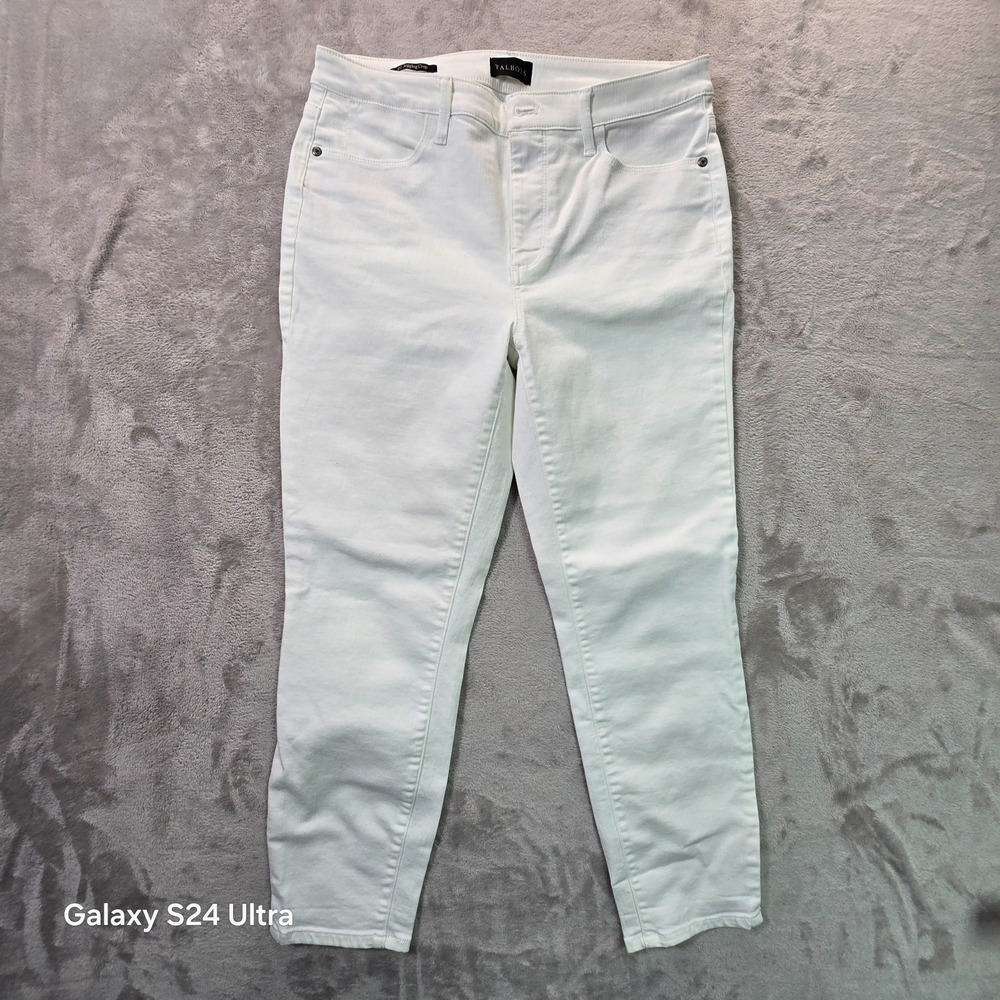 Talbots Cropped Jegging Jeans Womens 6 White Denim Stretch Skinny Leg Mid Rise